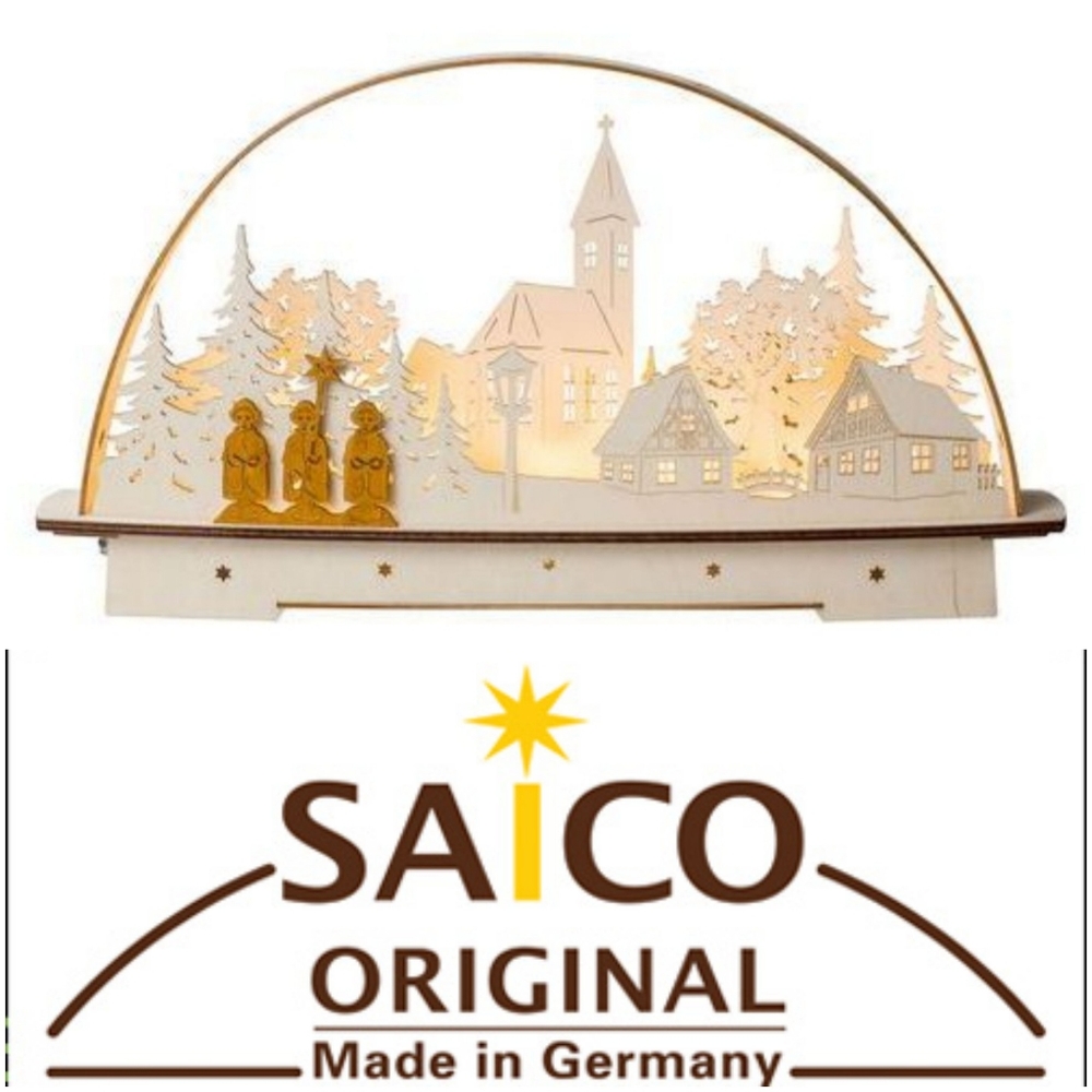 *RETIRED* Saico Germany Large 18" Wooden LED Light Arch CAROLERS Erzgebirge